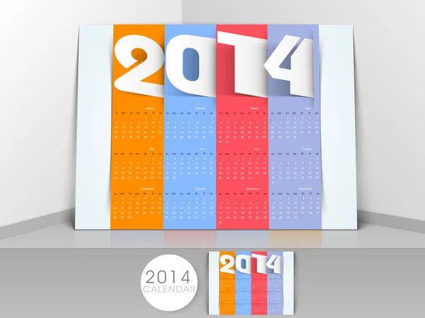 Kalender für das neue Jahr 2014. — Stockvektor