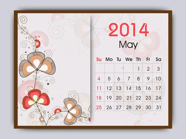 Nieuwe jaar 2014 kalender. — Stockvector