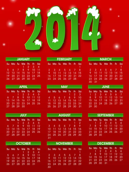 Año Nuevo 2014 calendario . — Archivo Imágenes Vectoriales