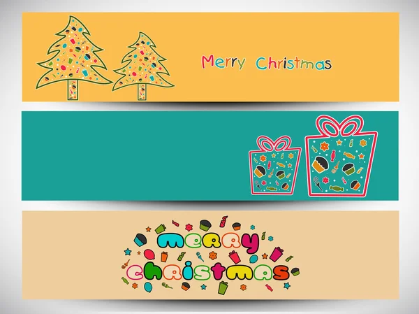 Happy New Year 2014 or Merry Christmas celebration website header or banner set. — Stock Vector