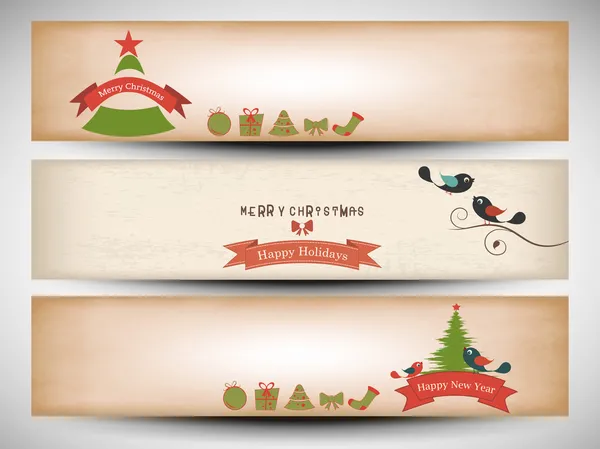 Gelukkig nieuw jaar 2014 of merry christmas celebration website header of banner instellen. — Stockvector