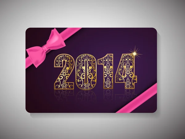 Happy new year 2014 en merry christmas viering Geschenkenkaart. — Stockvector