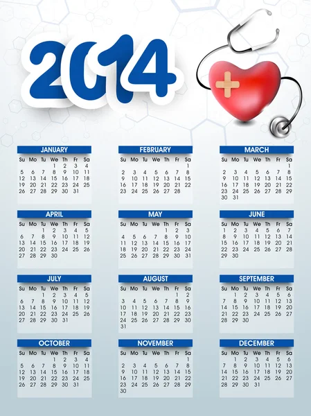 Nouvel An 2014 calendrier . — Image vectorielle