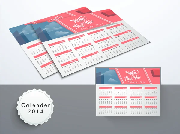 Nouvel An 2014 calendrier . — Image vectorielle