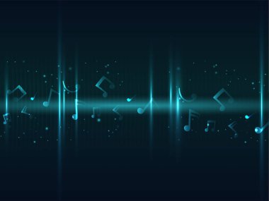 Soyut Işıklar Müzik Notalarıyla süslenmiş Arkaplan Efekti.