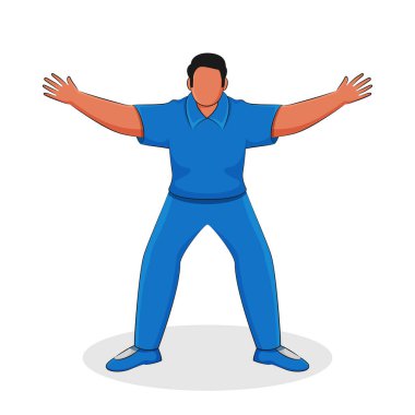 Kriket oyuncusu ya da saha oyuncusu Ayakta Duran Poz 'da Kollarını Aç.