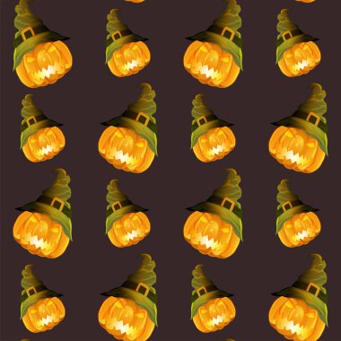 Kusursuz Jack-O-Lanternleri Cadı Şapkası Şablonu Arkaplanı Giyiyor.