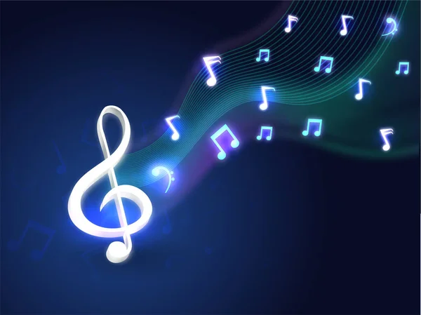 Streszczenie Wavy Line Niebieskie Tło Światłem Efekt Muzyka Uwagi — Wektor stockowy
