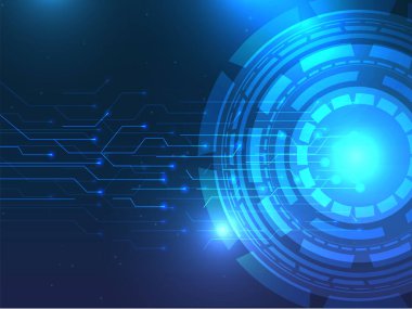 Soyut Gelecek Devre Arkaplanı Mavi Renkli.