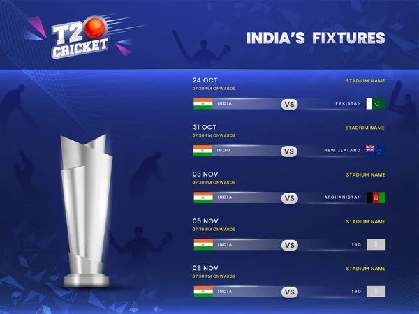 T20 Critics India Silvertrophy Cup Фоне Синего Силуэта Игроков — стоковый вектор