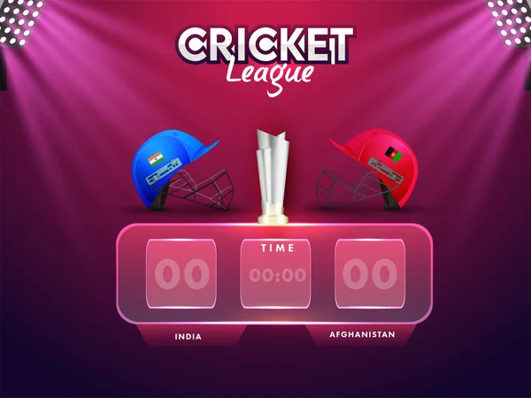 Tableau Bord Numérique Cricket Équipe Participante Inde Afghanistan Avec Argent — Image vectorielle