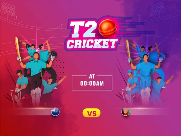 Klistermärke Style T20 Cricket Text Med Realistiska Bollen Och Deltagande — Stock vektor