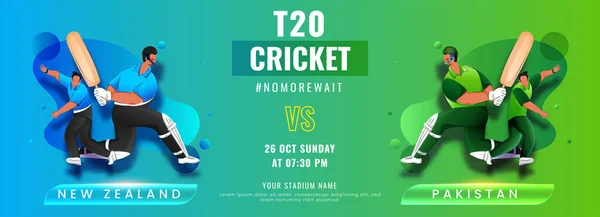T20 Cricket Match Zwischen Neuseeland Und Pakistan Auf Blauem Und — Stockvektor