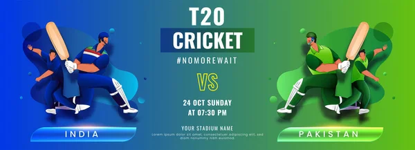 T20 Cricket Match Entre Índia Paquistão Com Jogadores Críquete Gradiente — Vetor de Stock