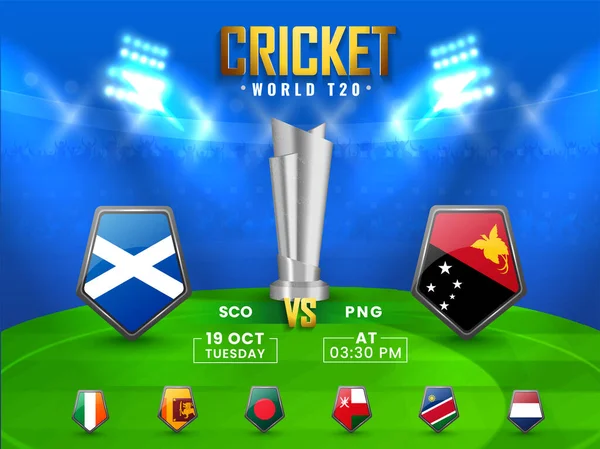 World T20 Cricket Match Scotland Papua New Guinea Other Participant — Stock Vector