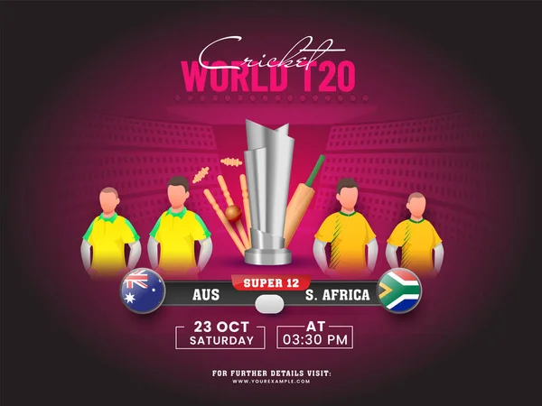 World T20 Cricket Match Participating Team Australia South Africa Tournament — ストックベクタ