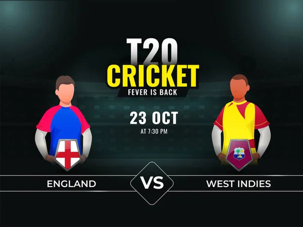 Partido Cricket T20 Entre Inglaterra Indias Occidentales Con Jugadores Sin — Vector de stock