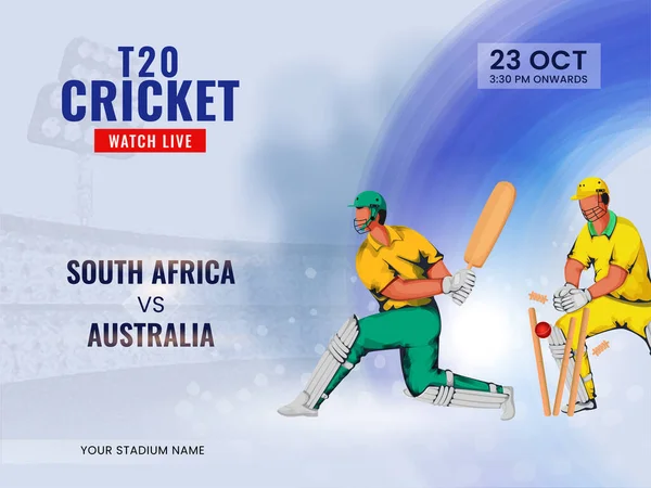 T20 Cricket Watch Live Show Deltagande Laget Sydafrika Australien — Stock vektor