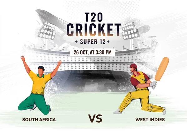 T20 Cricket Match Concept Participating Team Players South Africa West — Stock Vector
