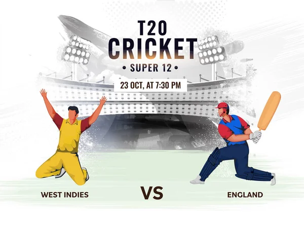 Länsi Intian Englanti Pelaajat Osallistuvat T20 Kriketti Team Concert — vektorikuva