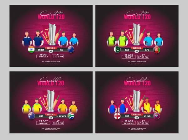 Disegno Del Manifesto Del Grillo Del Mondo T20 Con Team — Vettoriale Stock