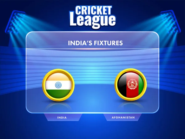 Criicket League Índia Fixtures Poster Design Com Equipe Participante Índia — Vetor de Stock