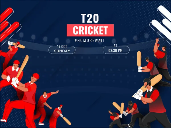T20 Cricket Match Zwischen Oman Und Papua Neuguinea Mit Gesichtslosen — Stockvektor