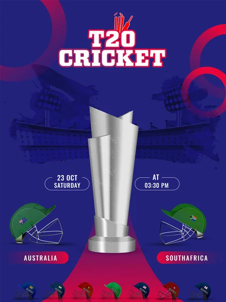 T20 Cricket Flyer Design Účastnickými Zeměmi Přilby Silver Trophy Cup — Stockový vektor