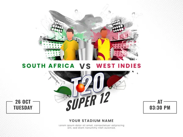 T20 Cricket Super Match Entre Afrique Sud Antilles Avec Coupe — Image vectorielle