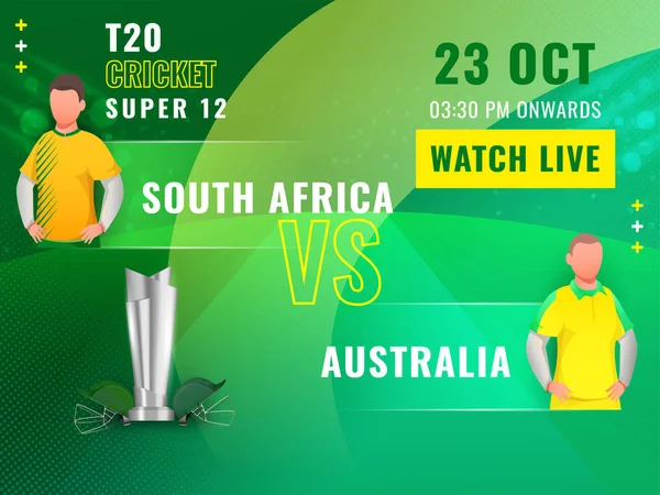 T20 Cricket Super Match Mellan Sydafrika Australien Med Ansiktslösa Spelare — Stock vektor