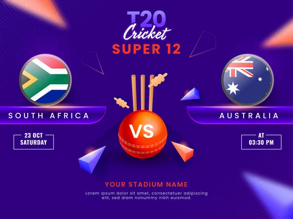 T20 Cricket Super Zápas Mezi Jižní Afrikou Austrálie Červený Míč — Stockový vektor