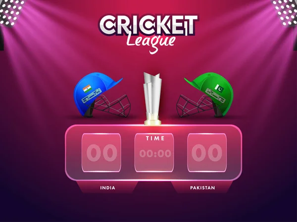 Cuadro Indicadores Digitales Cricket Del Equipo Participante India Pakistán Con — Vector de stock