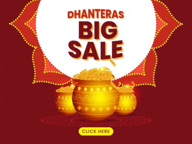 Dhanteras Büyük Satış Posteri Kırmızı Mandala desenli Altın Para Kabı Tasarımı.
