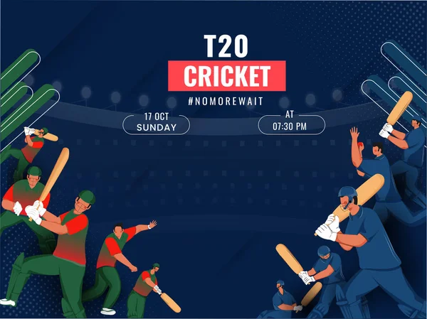 T20 Cricket Match Zwischen Bangladesch Und Schottland Mit Gesichtslosen Cricketspielern — Stockvektor