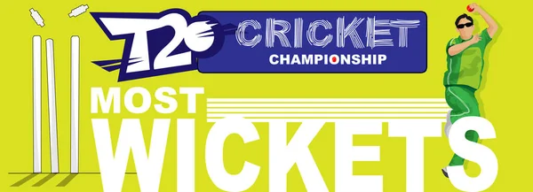 T20 Cricket Championship Maioria Dos Ingressos Com Base Banner Design — Vetor de Stock