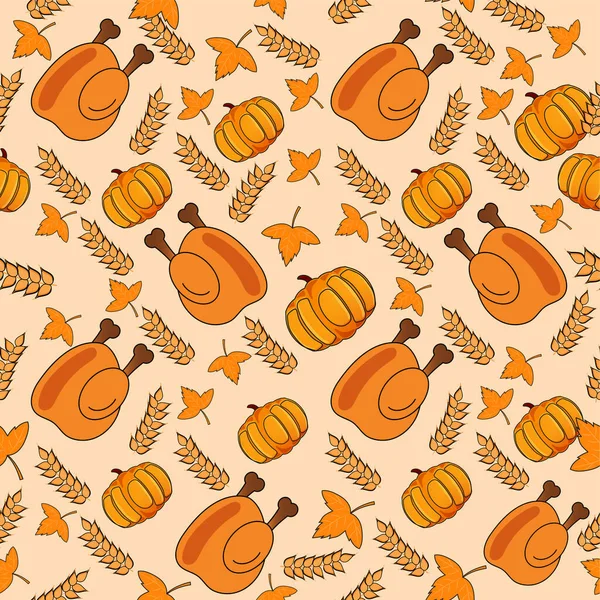 Seamless Thanksgiving Theme Pattern Background — Stock Vector