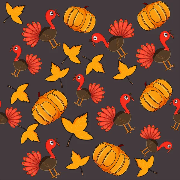 Nahtlose Thanksgiving Day Theme Pattern Hintergrund — Stockvektor
