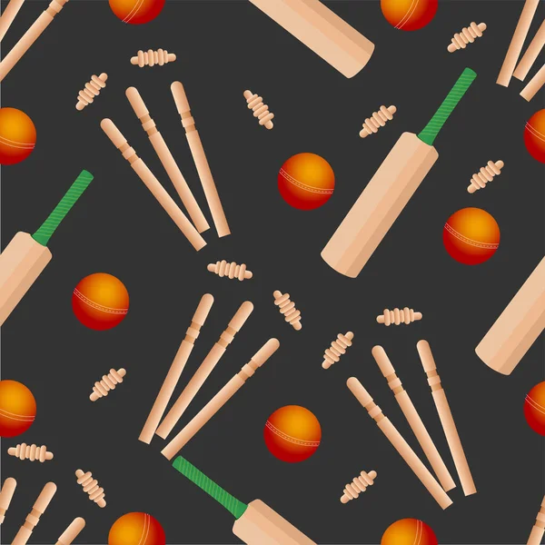 Equipos Cricket Realistas Decorados Sobre Fondo Negro — Vector de stock