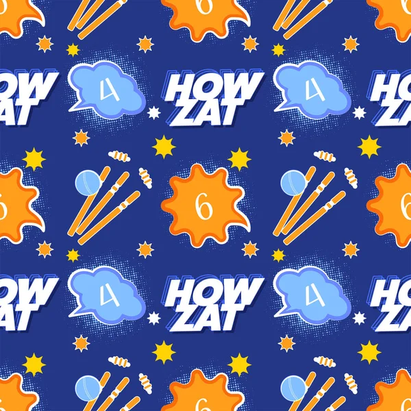 Pop Art Cricket Theme Font Ball Hits Wicket Stump Blue — Stockový vektor
