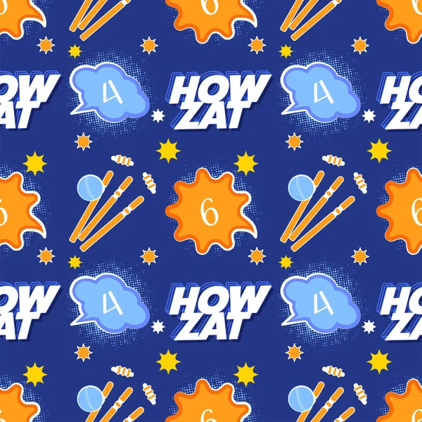 Pop Art Cricket Theme Font Ball Hits Wicket Stump Blue — 스톡 벡터