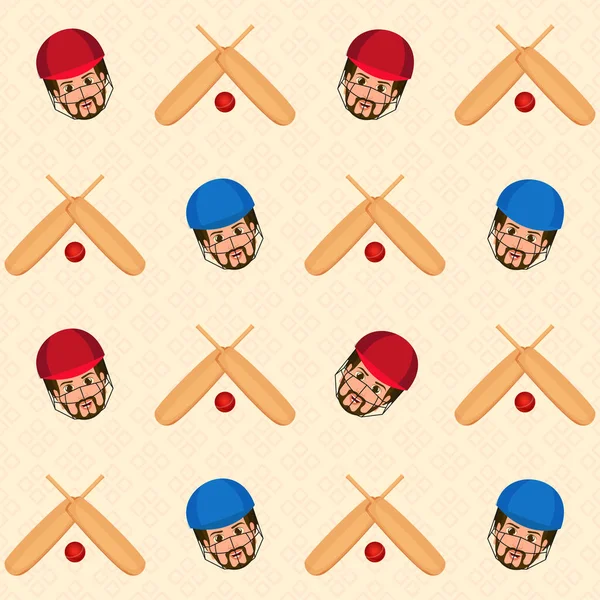 Cricketer Player Face Crossed Bats Ball Decorated Peach Geometric Background — стоковий вектор