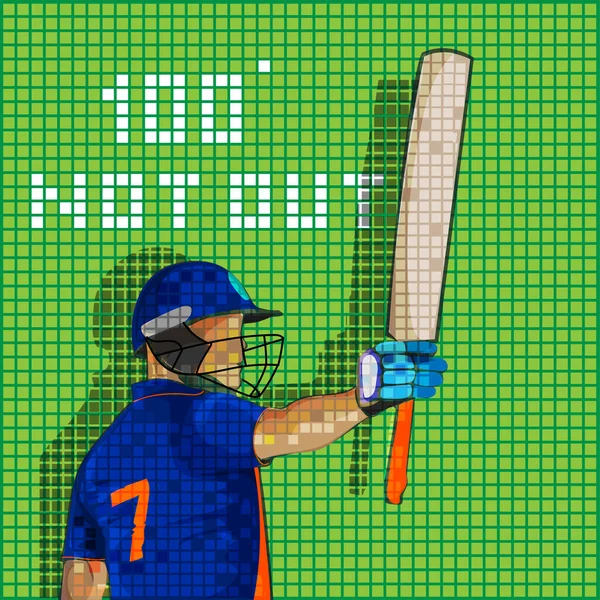 Indian Cricket Batter Player 100 Não Para Fora Fonte Fundo — Vetor de Stock