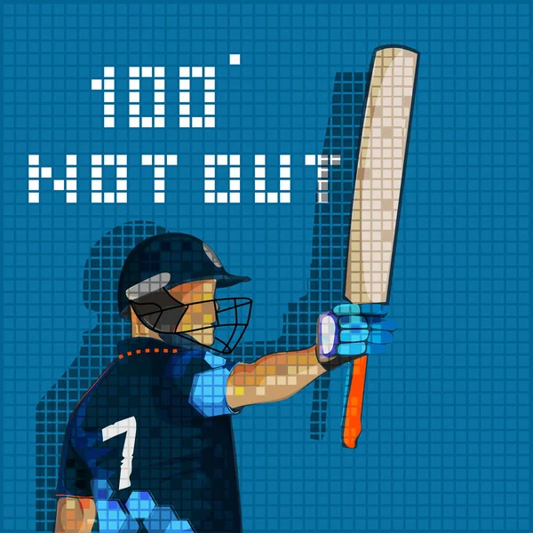 Namibia Cricket Batter Player 100 Out Text Blue Grid Background — стоковий вектор