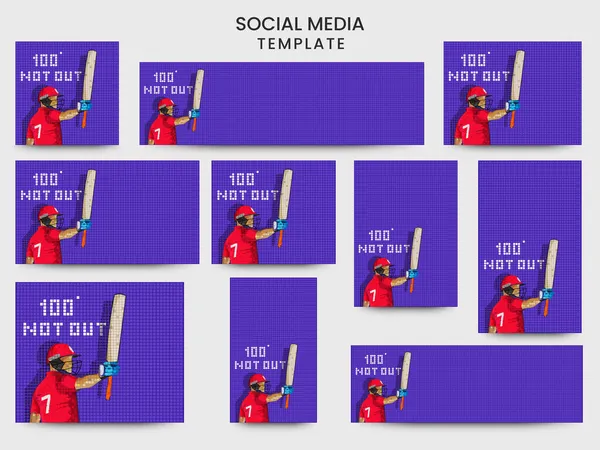 Modello Social Media Banner Con Inghilterra Giocatore Cricket Pastella 100 — Vettoriale Stock
