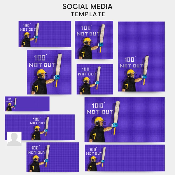 Social Media Template Banner Set Australia Cricket Batter Player 100 — 스톡 벡터