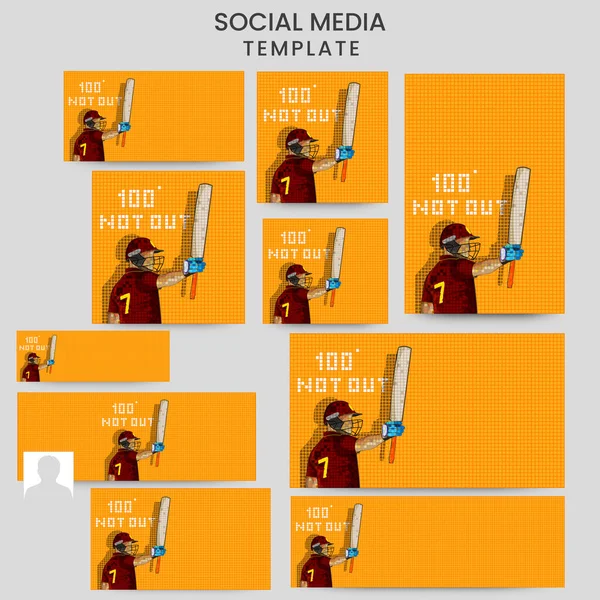 Modello Social Media Messaggi Impostati Con Giocatore Pastella Cricket Delle — Vettoriale Stock