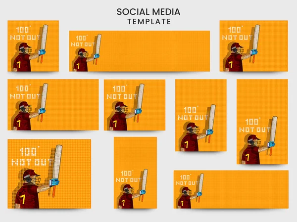 Шаблон Баннер Социальных Сетей Игроком Крикет Вест Индии 100 Текста — стоковый вектор