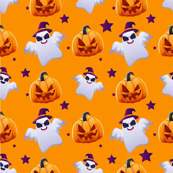 Seamless Halloween Theme Pattern Background — Stock Vector