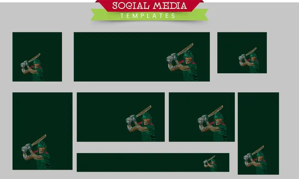 Social Media Post Colecciones Jugador Críquet Bateador Equipo Jersey Jugando — Archivo Imágenes Vectoriales