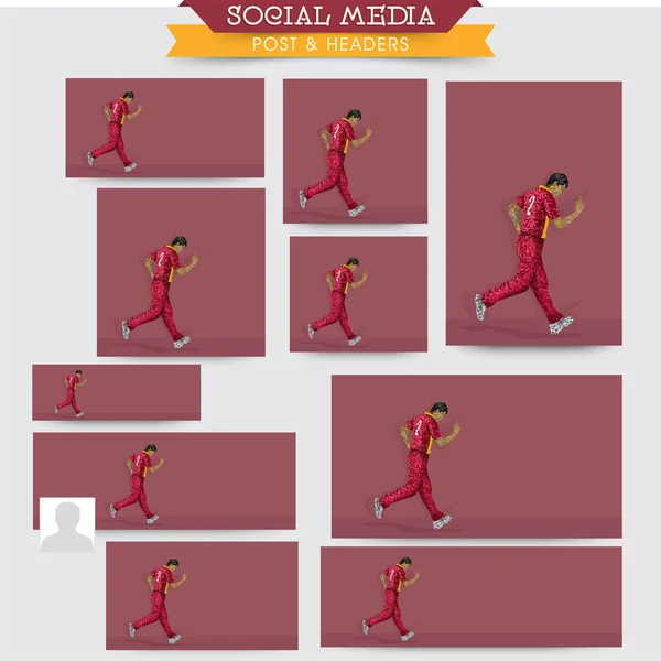 Sociala Medier Post Samlingar Cricket Player Eller Bowler Team Jersey — Stock vektor